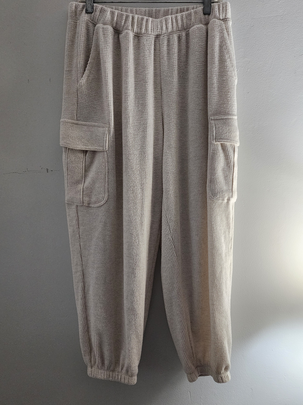 aerie Womens Large Beige Cargo Knit Jogger Pants [Oversized]